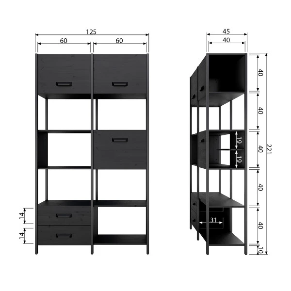 BePureHome Moderne Vakkenkast Mat Zwart 9 BePureHome Moderne Vakkenkast Mat Zwart - Afbeelding 9