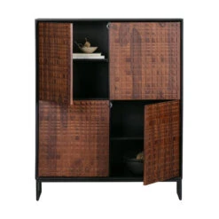 BePureHome Wandkast Walnoot Met Zwart -BePureHome Verkoop bepurehome nuts houten wandkast walnoot zwart 01