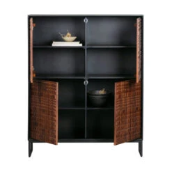 BePureHome Wandkast Walnoot Met Zwart -BePureHome Verkoop bepurehome nuts houten wandkast walnoot zwart 02