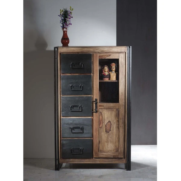 Wandkast Sheesham Hout 5 Wandkast Sheesham Hout - Afbeelding 5