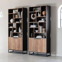 Hoge Vakkenkast Teakhout -BePureHome Verkoop dtp home cosmo hoge vakkenkast teakhout 01