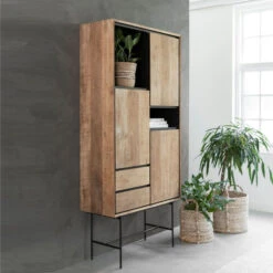 Hoge Teak Kast Met Vakken -BePureHome Verkoop dtp home metropole hoge teak kast met vakken 02