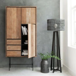Hoge Wandkast Teakhout -BePureHome Verkoop dtp home metropole hoge wandkast teakhout 02