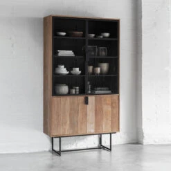 Vitrinekast Van Teakhout -BePureHome Verkoop dtp home odeon vitrinekast van teakhout 03 1