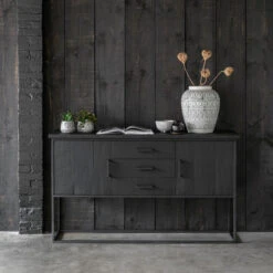 Zwart Teak Dressoir Industrieel Design