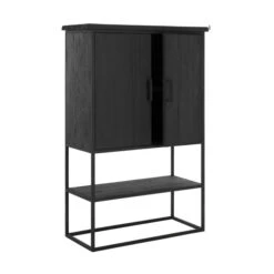 Zwarte Bergkast Teak Small -BePureHome Verkoop dtp home timeless black zwarte wandkast beam smal 02