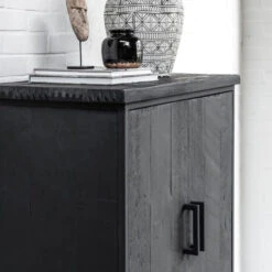 Zwarte Bergkast Teak Small -BePureHome Verkoop dtp home timeless black zwarte wandkast beam smal 04