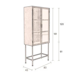Houten Vitrinekast Industrieel -BePureHome Verkoop dutchbone berlin houten vitrinekast industrieel 010