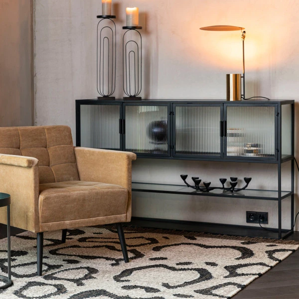 Dressoir Met Ribbel Glas 2 Dressoir Met Ribbel Glas - Afbeelding 2