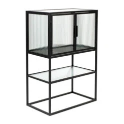 Ribbelglas Vitrinekastje Zwart -BePureHome Verkoop dutchbone boli ribbelglas vitrinekast 002