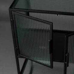 Ribbelglas Vitrinekastje Zwart -BePureHome Verkoop dutchbone boli ribbelglas vitrinekast 004