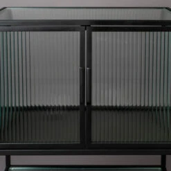 Ribbelglas Vitrinekastje Zwart -BePureHome Verkoop dutchbone boli ribbelglas vitrinekast 005