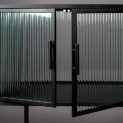 Ribbelglas Vitrinekastje Zwart -BePureHome Verkoop dutchbone boli ribbelglas vitrinekast 006