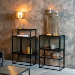 Ribbelglas Vitrinekastje Zwart -BePureHome Verkoop dutchbone boli ribbelglas vitrinekast 009