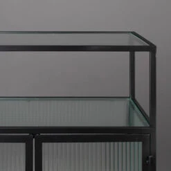 Ribbelglas Kastje Zwart Staal -BePureHome Verkoop dutchbone boli ribbelglas wandkastje 005