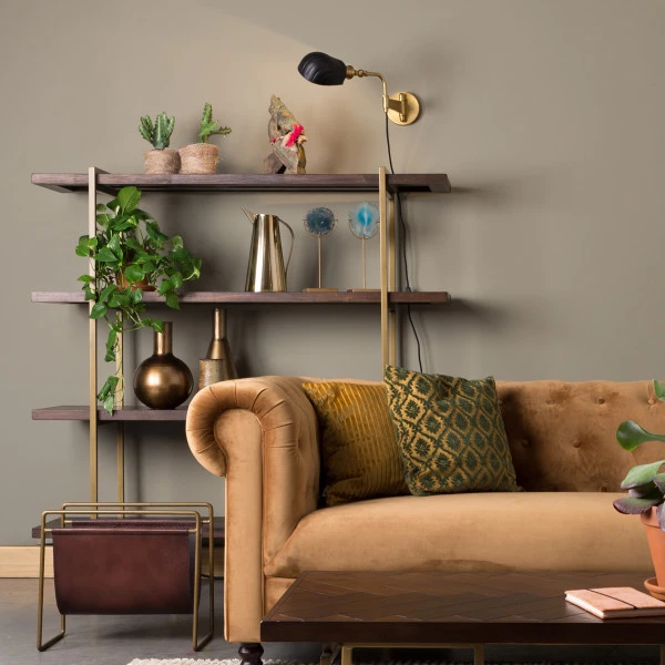 Open Wandkast Hout Messing 1 Open Wandkast Hout Messing