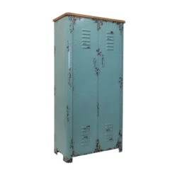 Lockerkast Vintage Blauw -BePureHome Verkoop dutchbone rusty hoge blauwe metalen lockerkast 03