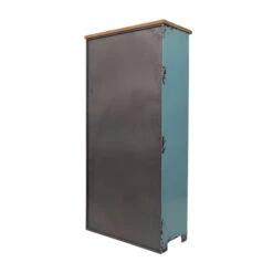 Lockerkast Vintage Blauw -BePureHome Verkoop dutchbone rusty hoge blauwe metalen lockerkast 04