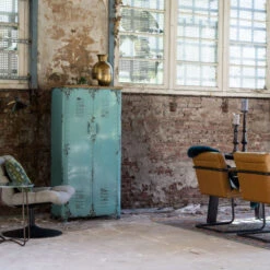 Lockerkast Vintage Blauw -BePureHome Verkoop dutchbone rusty hoge blauwe metalen lockerkast 08