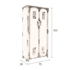 Lockerkast Vintage Blauw -BePureHome Verkoop dutchbone rusty hoge blauwe metalen lockerkast 10