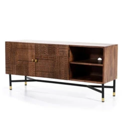 Tv-meubel Mangohout Met Houtsnijwerk -BePureHome Verkoop eleonora isa tv meubel mangohout met houtsnijwerk 03