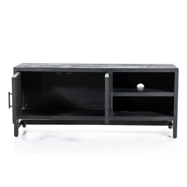 Zwart Tv-meubel Met Rotan Webbing 2 Zwart Tv-meubel Met Rotan Webbing - Afbeelding 2