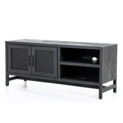 Zwart Tv-meubel Met Rotan Webbing 9 Zwart Tv-meubel Met Rotan Webbing -BePureHome Verkoop eleonora vic zwart tv meubel met rotan webbing 03