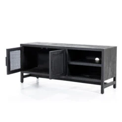 Zwart Tv-meubel Met Rotan Webbing 8 Zwart Tv-meubel Met Rotan Webbing -BePureHome Verkoop eleonora vic zwart tv meubel met rotan webbing 04