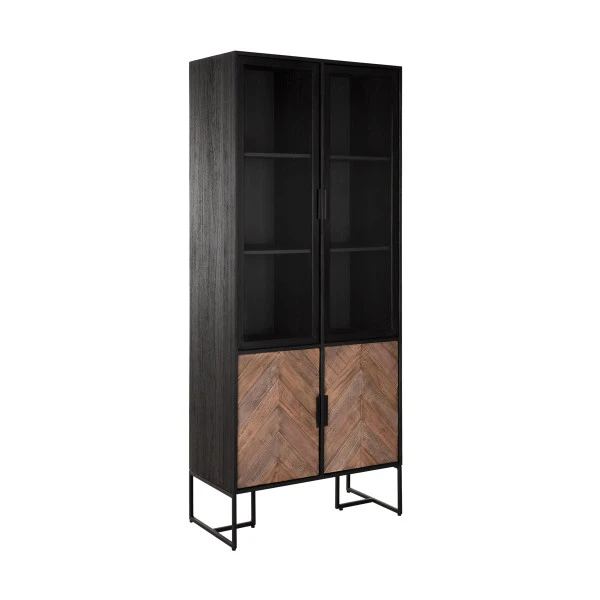 Zwarte Vitrinekast Visgraat 3 Zwarte Vitrinekast Visgraat - Afbeelding 3