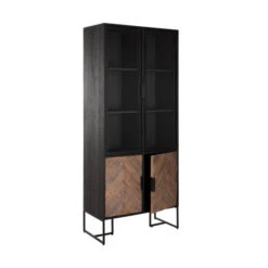 Zwarte Vitrinekast Visgraat 9 Zwarte Vitrinekast Visgraat -BePureHome Verkoop hoge visgraad vitrinekast dtp home criss cross 03