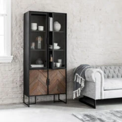 Zwarte Vitrinekast Visgraat 11 Zwarte Vitrinekast Visgraat -BePureHome Verkoop hoge visgraad vitrinekast dtp home criss cross 05