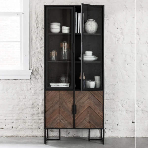 Zwarte Vitrinekast Visgraat 5 Zwarte Vitrinekast Visgraat - Afbeelding 5