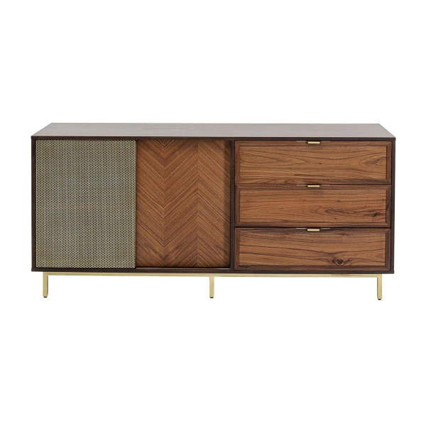 Retro Dressoir Walnoot En Messing 2 Retro Dressoir Walnoot En Messing - Afbeelding 2