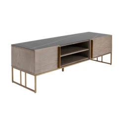 Tv-meubel Marmer, Hout En Koper -BePureHome Verkoop kare design cesaro tv meubel marmer hout en koper 02