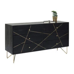 Zwart Ladendressoir -BePureHome Verkoop kare design gold vein zwart ladendressoir 07