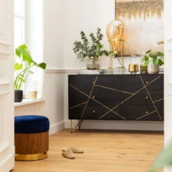 Zwart Ladendressoir -BePureHome Verkoop kare design gold vein zwart ladendressoir 08