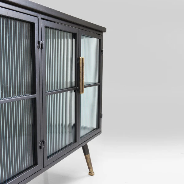 Dressoir Zwart Met Ribbelglas 9 Dressoir Zwart Met Ribbelglas - Afbeelding 9