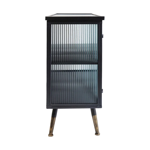 Dressoir Zwart Met Ribbelglas 8 Dressoir Zwart Met Ribbelglas - Afbeelding 8