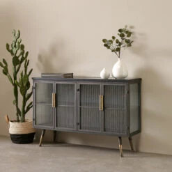 Dressoir Zwart Met Ribbelglas 13 Dressoir Zwart Met Ribbelglas -BePureHome Verkoop kare design gomera dressoir zwart met ribbelglas 04