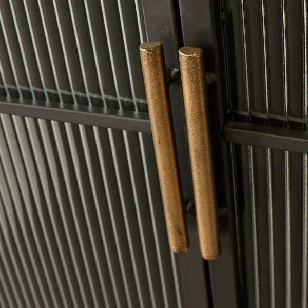 Dressoir Zwart Met Ribbelglas 6 Dressoir Zwart Met Ribbelglas - Afbeelding 6