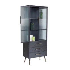 Hoge Wandkast Met Ribbelglas 17 Hoge Wandkast Met Ribbelglas -BePureHome Verkoop kare design gomera hoge wandkast zwart 08