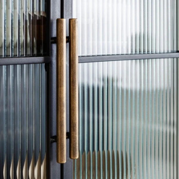 Hoge Wandkast Met Ribbelglas 5 Hoge Wandkast Met Ribbelglas - Afbeelding 5