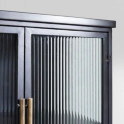 Wandkast Zwart Met Ribbelglas -BePureHome Verkoop kare design gomera wandkast zwart met koper 04