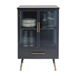 Wandkast Zwart Met Ribbelglas -BePureHome Verkoop kare design gomera wandkast zwart met koper 07