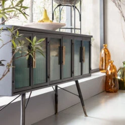 Zwart Dressoir Geribbeld Glas -BePureHome Verkoop kare design gomera zwart dressoir 12