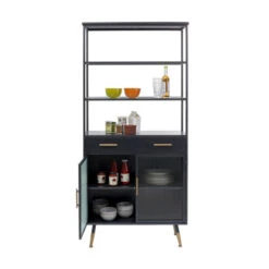 Zwarte Stellingkast Ribbelglas -BePureHome Verkoop kare design gomera zwarte stellingkast ribbelglas 04