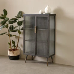 Zwarte Wandkast Met Geribbeld Glas -BePureHome Verkoop kare design gomera zwarte wandkast met geribbeld glas 04