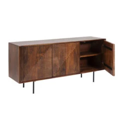 Dressoir Donker Hout -BePureHome Verkoop kare design grooves bruin houten dressoir 08