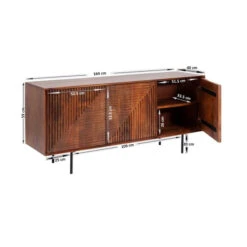 Dressoir Donker Hout -BePureHome Verkoop kare design grooves bruin houten dressoir 13