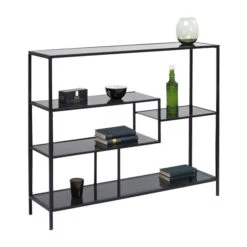 Laag Wandrek Staal Met Glas -BePureHome Verkoop kare design loft laag wandrek staal met glas 02 1